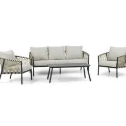 Stoel en Bank Loungeset 5 personen Aluminium/rope Grijs Lifestyle Garden