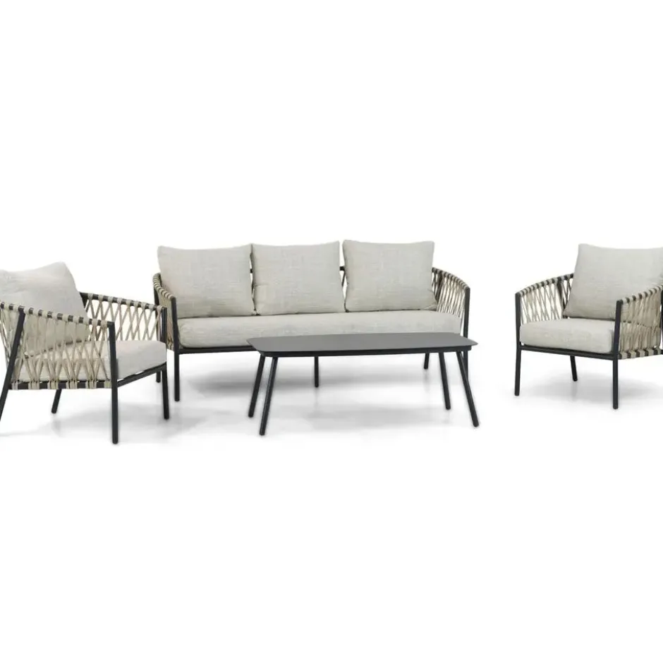 Stoel en Bank Loungeset 5 personen Aluminium/rope Grijs Lifestyle Garden