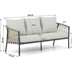 Stoel en Bank Loungeset 5 personen Aluminium/rope Grijs Lifestyle Garden