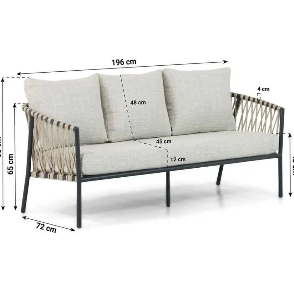 Stoel en Bank Loungeset 5 personen Aluminium/rope Grijs Lifestyle Garden