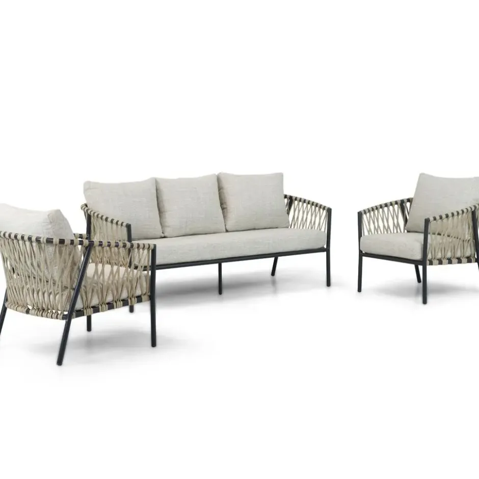 Stoel en Bank Loungeset 5 personen Aluminium/rope Grijs Lifestyle Garden