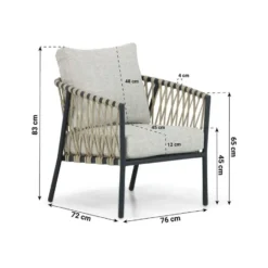 Stoel en Bank Loungeset 5 personen Aluminium/rope Grijs Lifestyle Garden