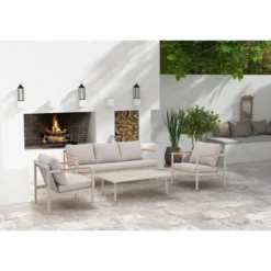 Stoel en Bank Loungeset 5 personen Aluminium Taupe Lifestyle Garden Furniture