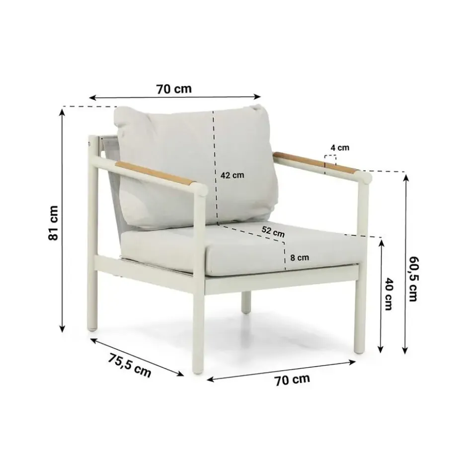 Stoel en Bank Loungeset 5 personen Aluminium Taupe Lifestyle Garden Furniture