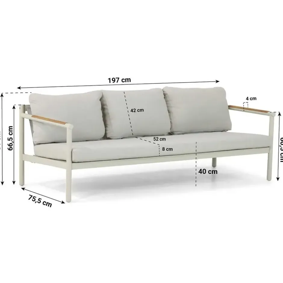 Stoel en Bank Loungeset 5 personen Aluminium Taupe Lifestyle Garden Furniture