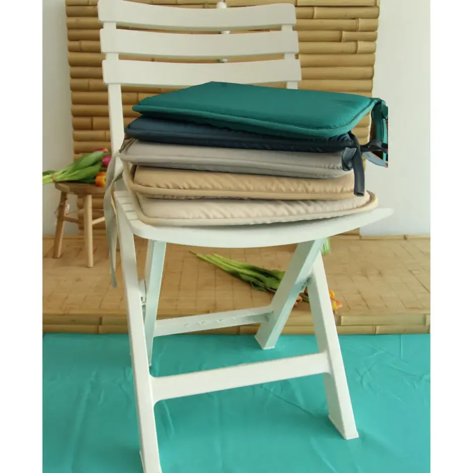 Stof Textile Home stoelkussens - petrolblauw - 38 x 38 x 3 cm