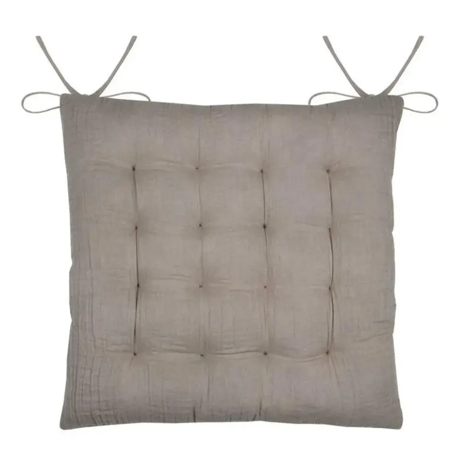 Stof Textile stoelkussen - beige - 38 x 38 x 4 cm