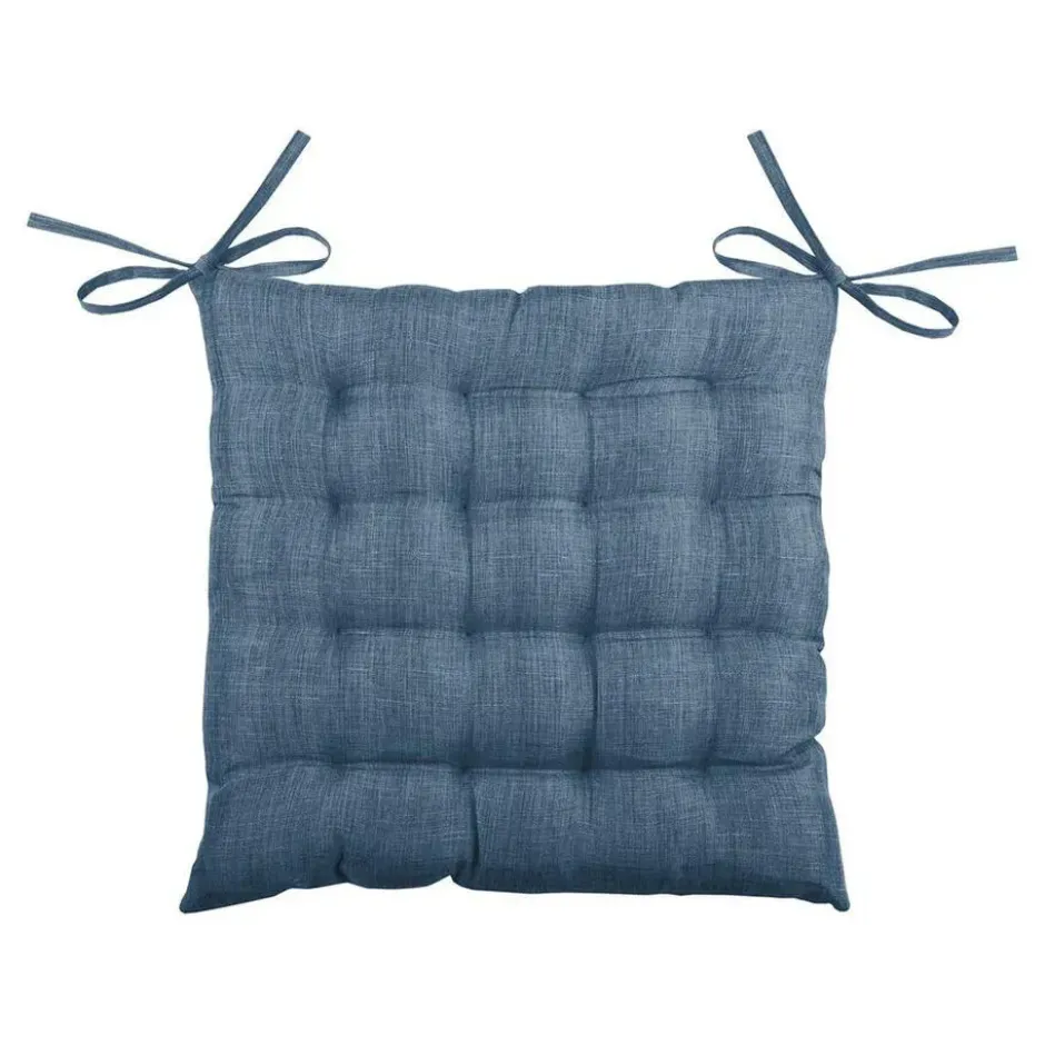 Stof Textile stoelkussen - blauw - 40 x 40 x 4 cm