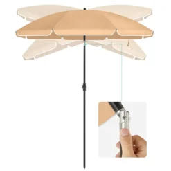 Stok Parasol - 160 cm Diameter - Ronde Tuinparasol - Kantelbaar - Taupe