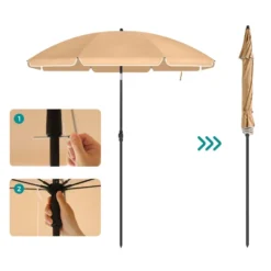 Stok Parasol - 160 cm Diameter - Ronde Tuinparasol - Kantelbaar - Taupe