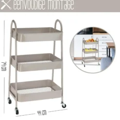 Storage Solutions Keukentrolley - beige - metaal - 79x44x32 cm