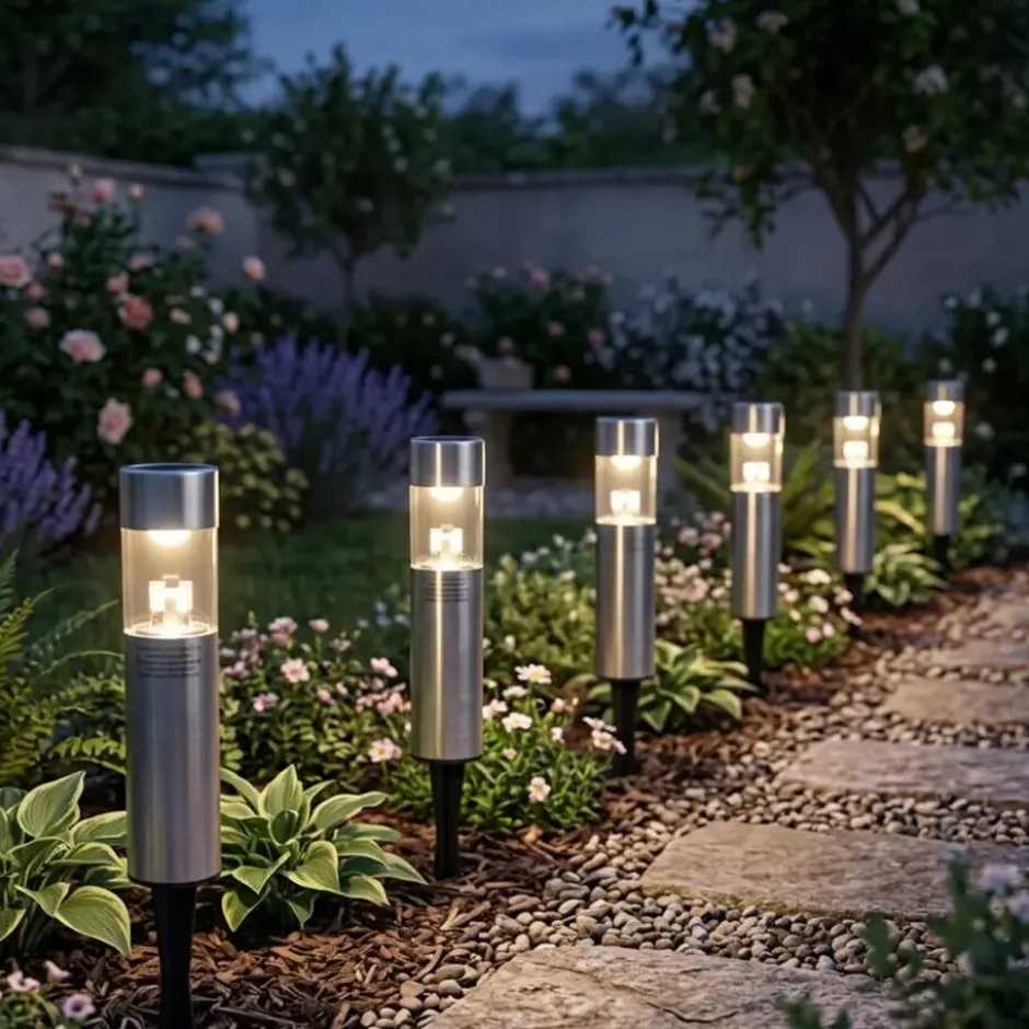 Sunnydays Tuinlampen / prikspot Solento - zilver - RVS - 30 cm