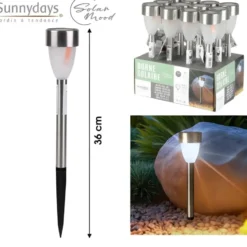 Sunnydays Tuinlampen / prikspot Lumora - zilver - RVS - 36 cm