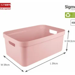Sunware opbergbox Sigma - kunststof - 45L - lichtroze