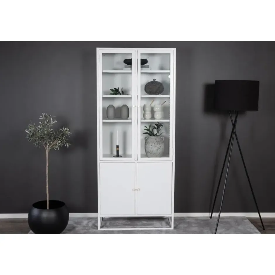 Svea - Noma vitrinekast - 80 x 190 cm - wit