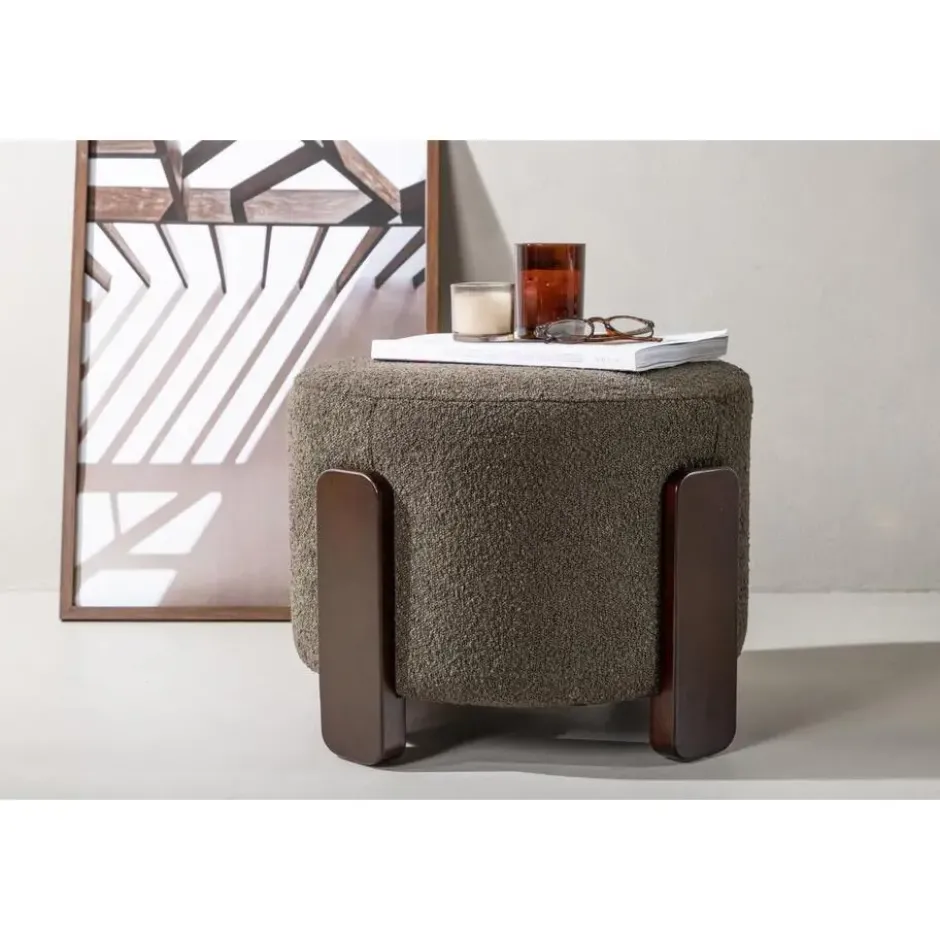 Svea - Nova hocker - boucle - donkergrijs