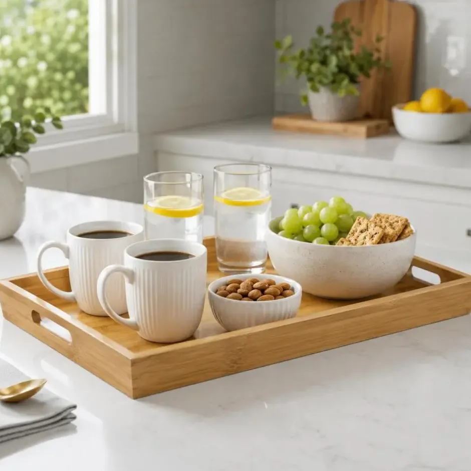 Svenska Living Dienblad - rechthoekig - bamboe - handvatten - 38 cm