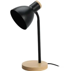 Tafellamp/bureaulampje Design Light - hout - zwart - H36 cm
