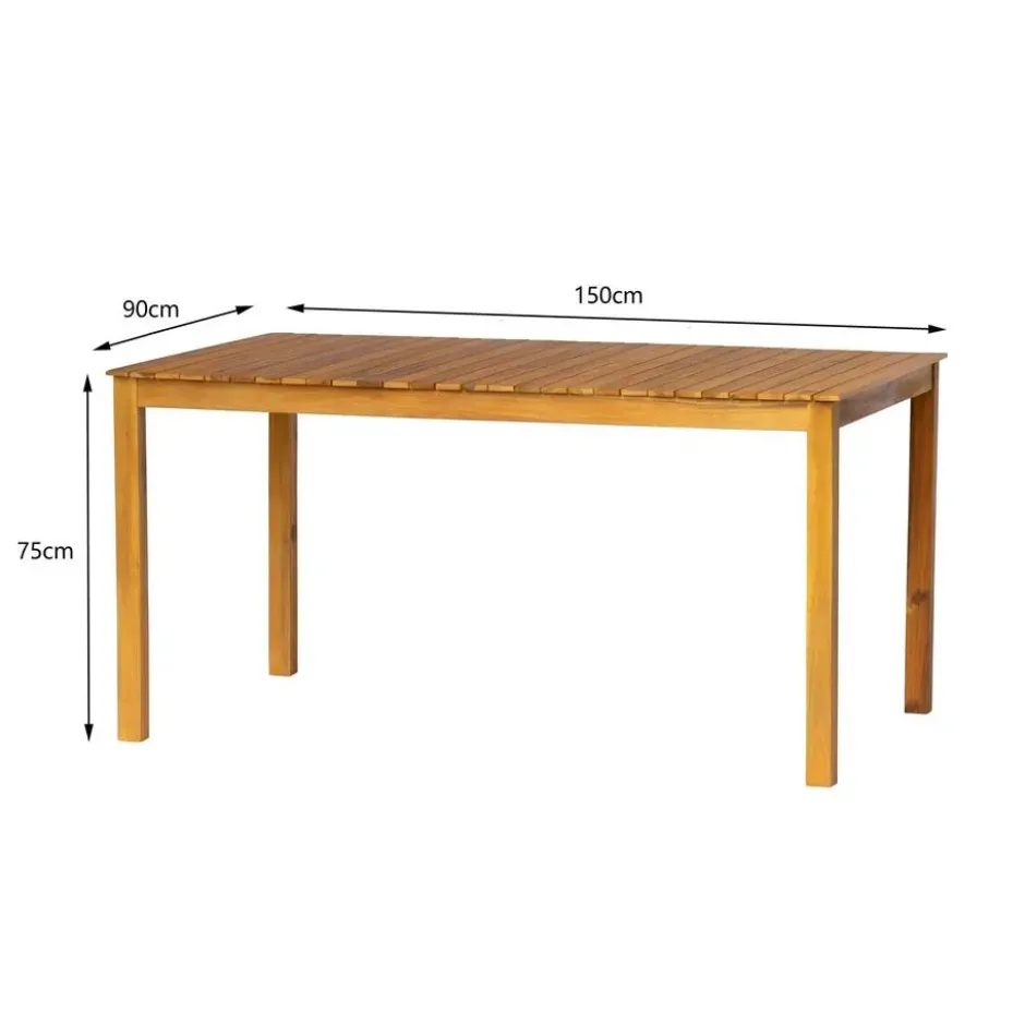 Tafel voor binnen en buiten, 6 personen, in acacia