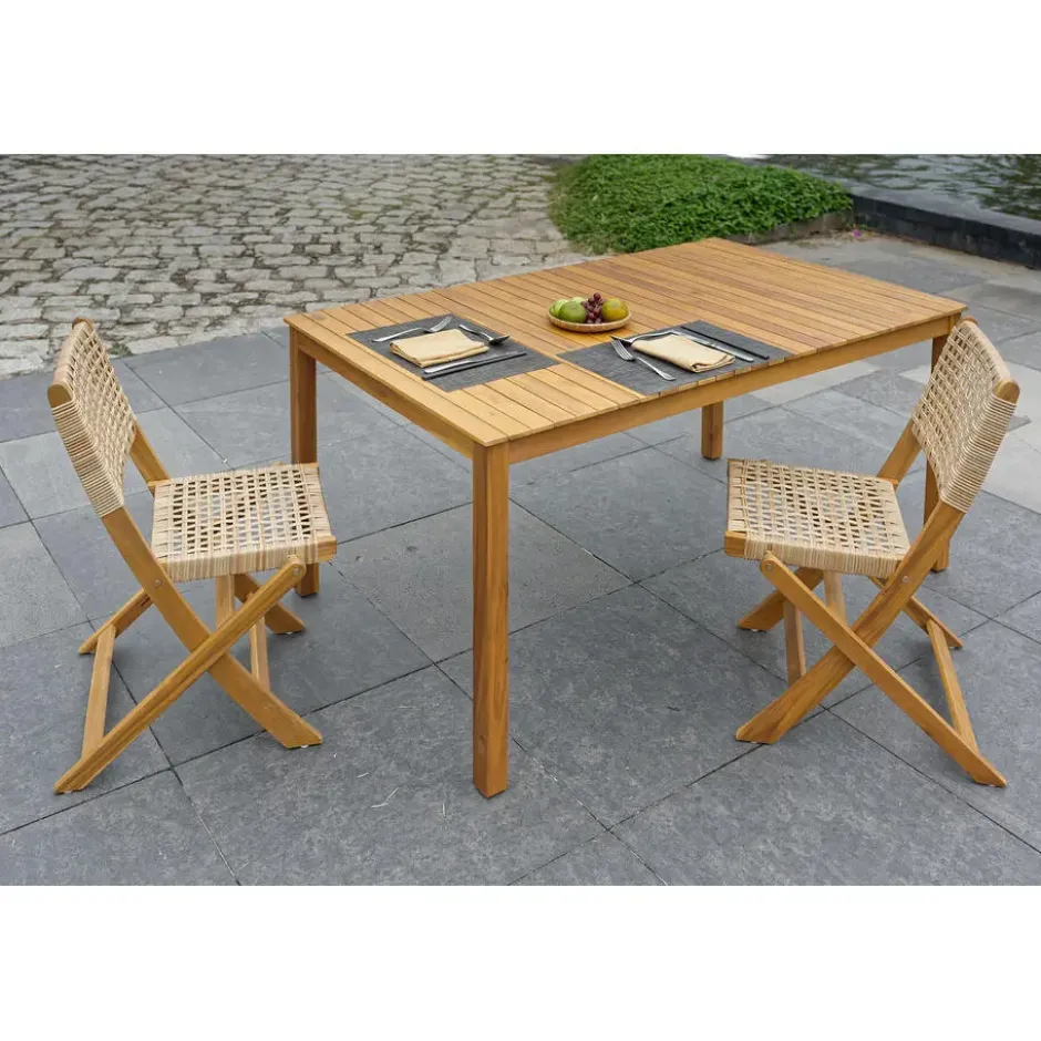 Tafel voor binnen en buiten, 6 personen, in acacia