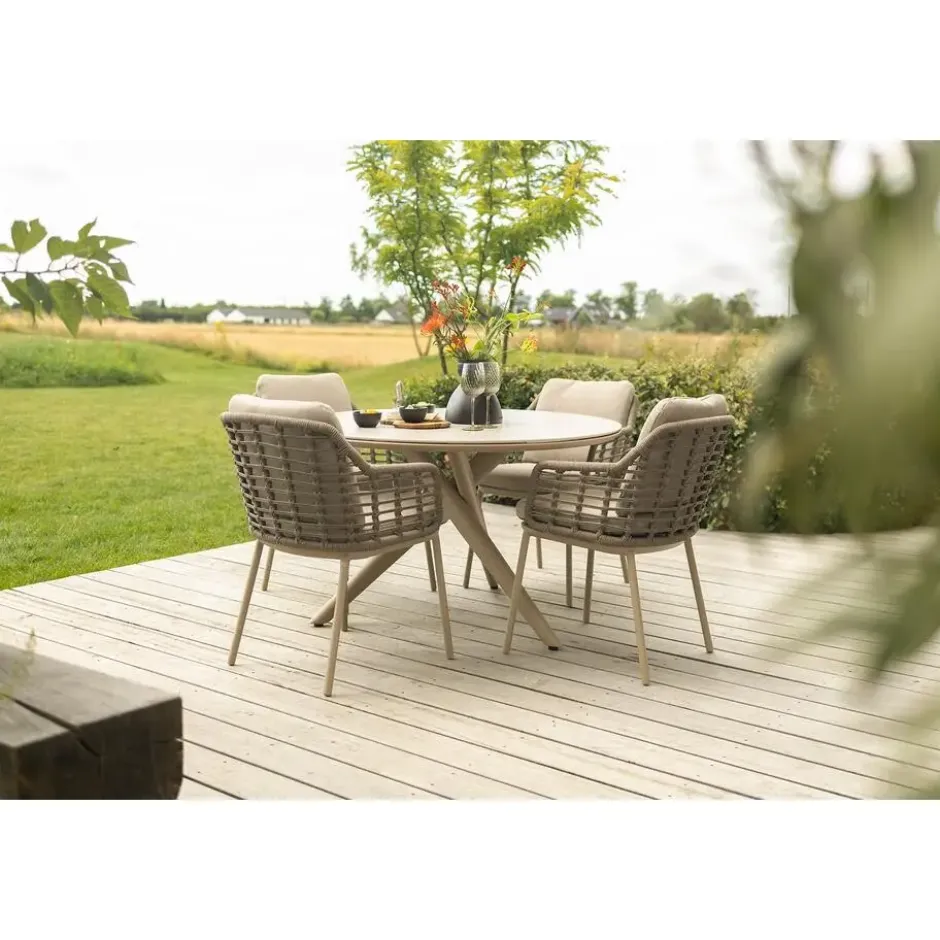 Taste Puglia/Dublin ronde tuinset Ø120 cm. (5-delig) - Latte