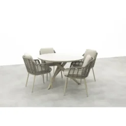 Taste Puglia/Dublin ronde tuinset Ø120 cm. (5-delig) - Latte