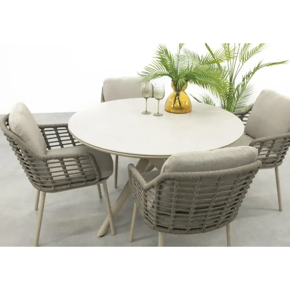 Taste Puglia/Dublin ronde tuinset Ø120 cm. (5-delig) - Latte