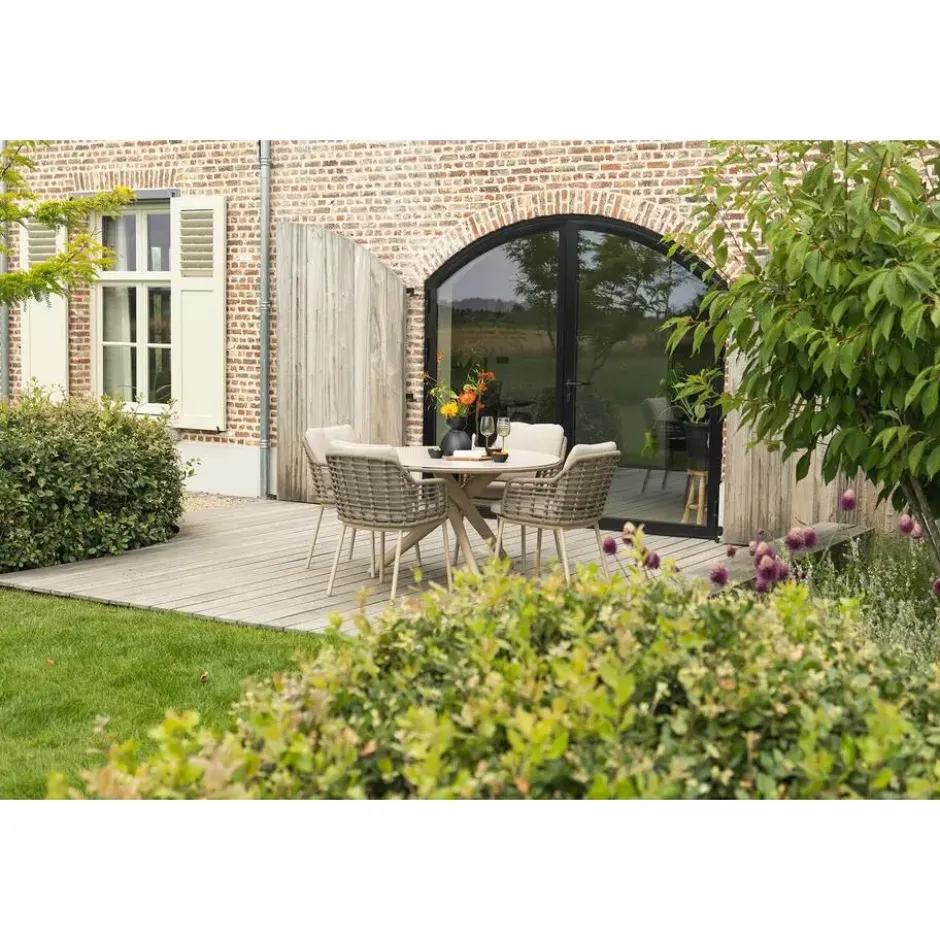 Taste Puglia/Dublin ronde tuinset Ø120 cm. (5-delig) - Latte
