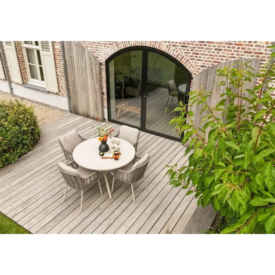 Taste Puglia/Dublin ronde tuinset Ø120 cm. (5-delig) - Latte