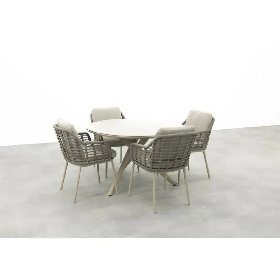 Taste Puglia/Dublin ronde tuinset Ø120 cm. (5-delig) - Latte