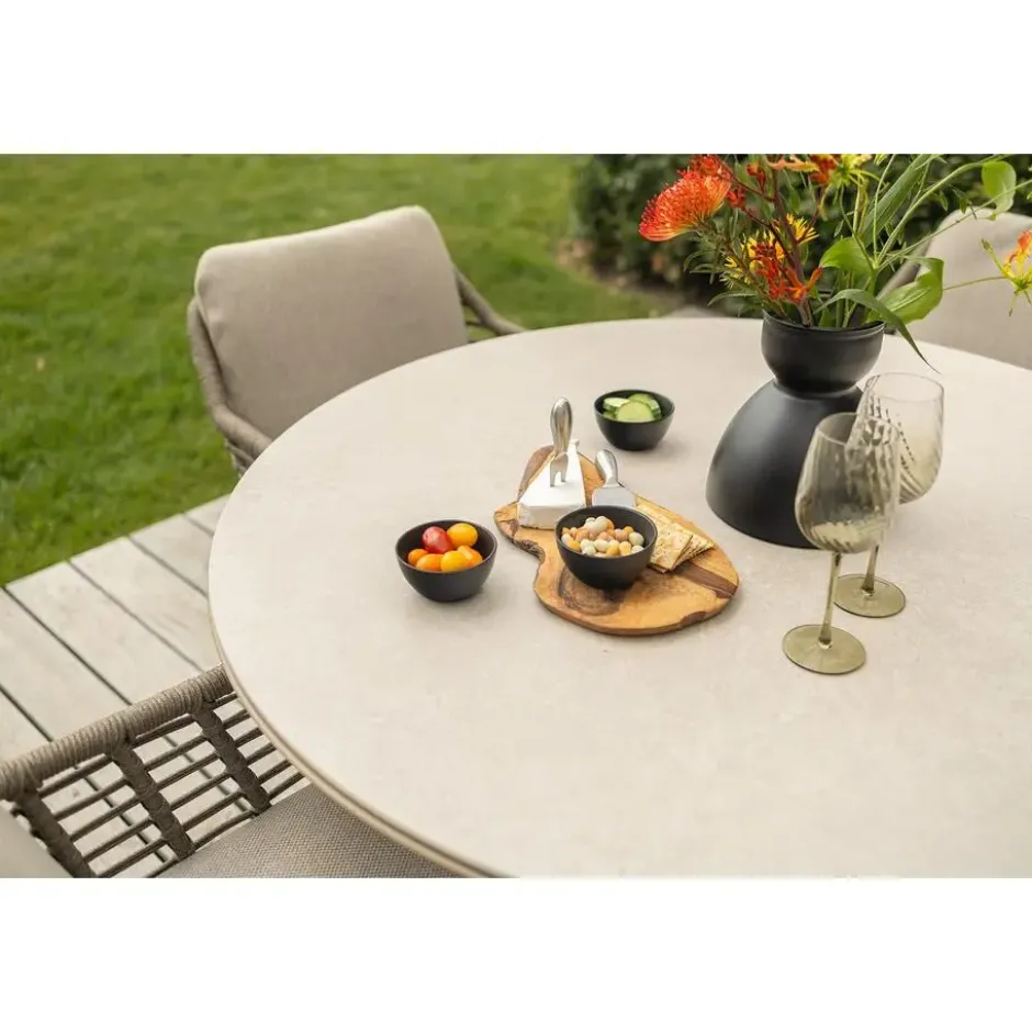 Taste Puglia/Dublin ronde tuinset Ø120 cm. (5-delig) - Latte