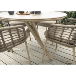 Taste Puglia/Dublin ronde tuinset Ø120 cm. (5-delig) - Latte