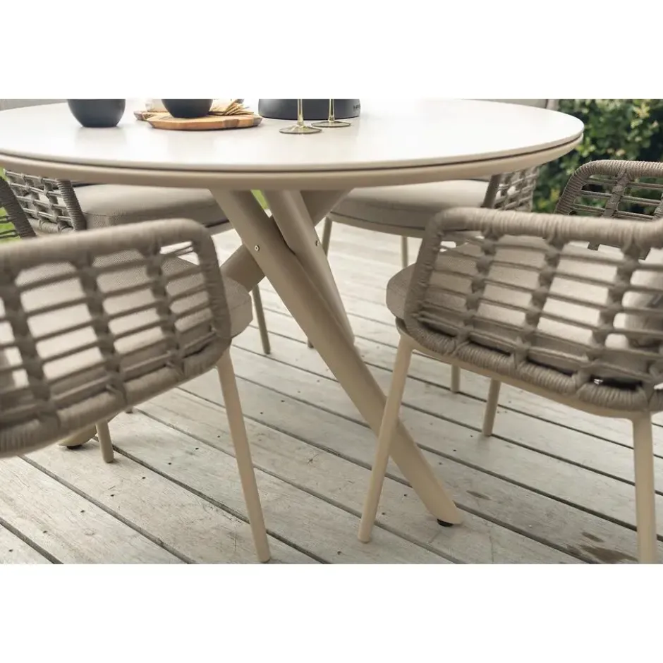Taste Puglia/Dublin ronde tuinset Ø120 cm. (5-delig) - Latte