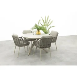 Taste Puglia/Dublin ronde tuinset Ø120 cm. (5-delig) - Latte