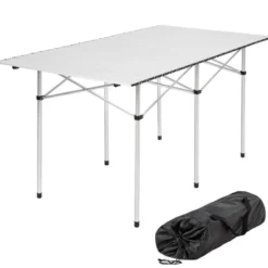 tectake Aluminium campingklaptafel incl. tas 140x70x70 cm, Grijs