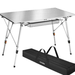 tectake Aluminium klaptafel Bastian, in hoogte verstelbaar, Zilver