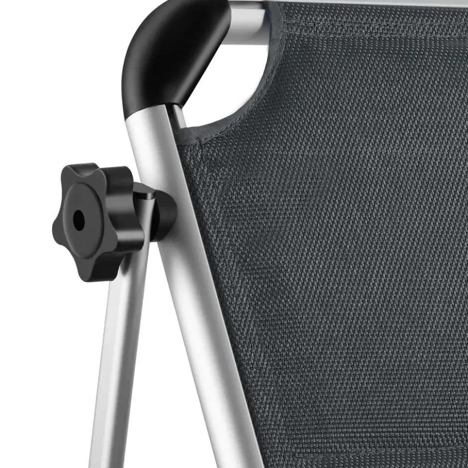tectake Aluminium ligstoel Lorella, gestoffeerd, opvouwbaar, Grijs