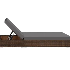 tectake aluminium rotan ligstoelen set - bruin - bijzettafel met opbergruimte