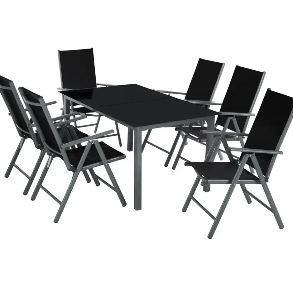 tectake Aluminium tuinset 6+1 - Antraciet