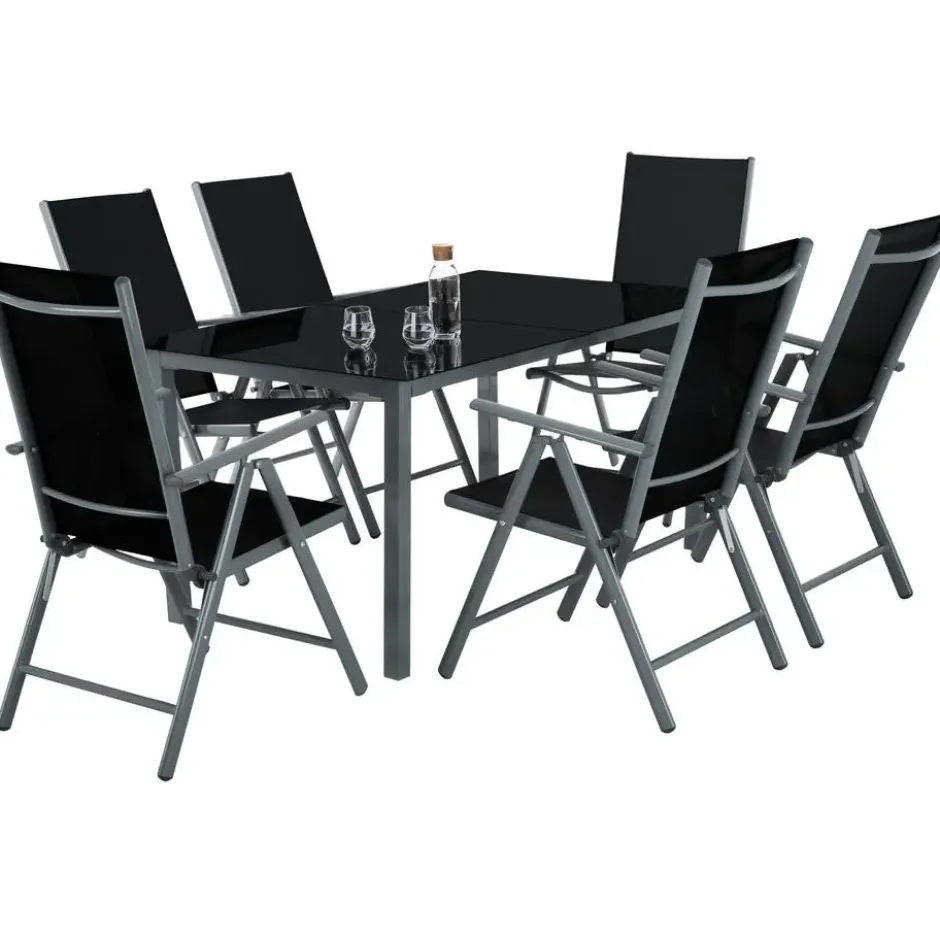 tectake Aluminium tuinset 6+1 - Antraciet