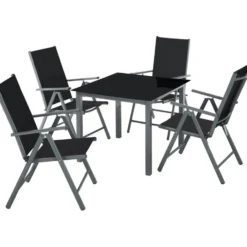 tectake Aluminium tuinset 4+1 - Antraciet