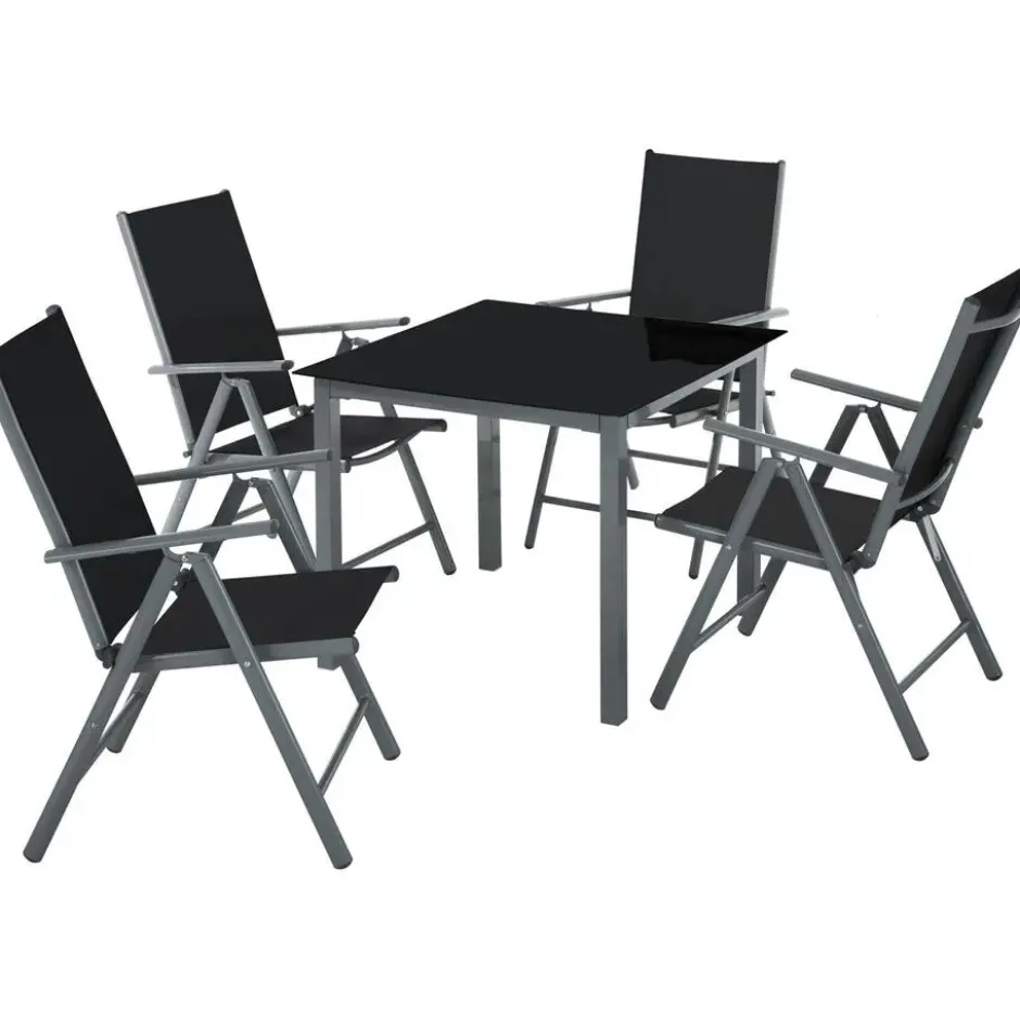 tectake Aluminium tuinset 4+1 - Antraciet