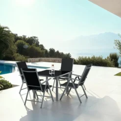 tectake Aluminium tuinset 4+1 - Antraciet