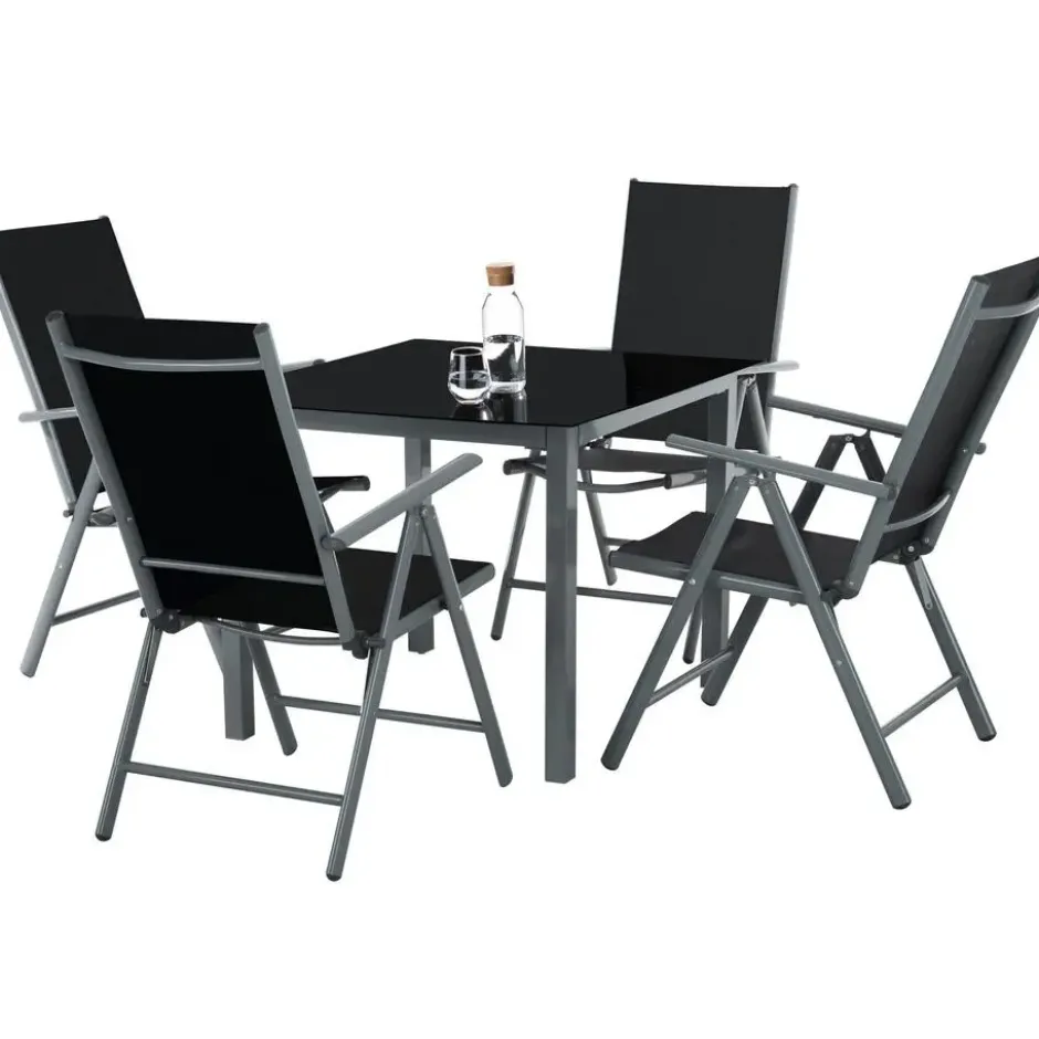 tectake Aluminium tuinset 4+1 - Antraciet