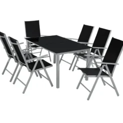 tectake Aluminium tuinset 6+1 - Zilver