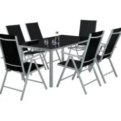 tectake Aluminium tuinset 6+1 - Zilver