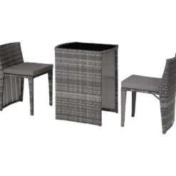 tectake Aluminium wicker bistroset Hamburg, Grijs