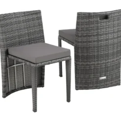 tectake Aluminium wicker bistroset Hamburg, Grijs