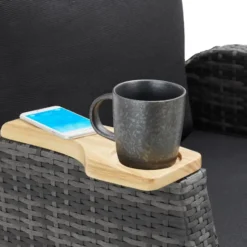 tectake Aluminium Wickerfauteuil, Grijs, Verstelbare Rug- En Voetsteun