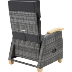 tectake Aluminium Wickerfauteuil, Grijs, Verstelbare Rug- En Voetsteun